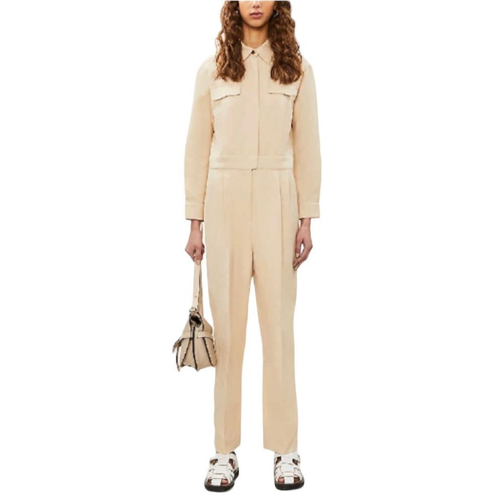 Sandro Paris Sandro Uno Cotton Linen-Blend Jumpsuit Women's Beige Size 40